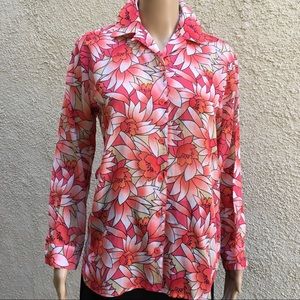 Liz Claiborne sheer floral button down blouse